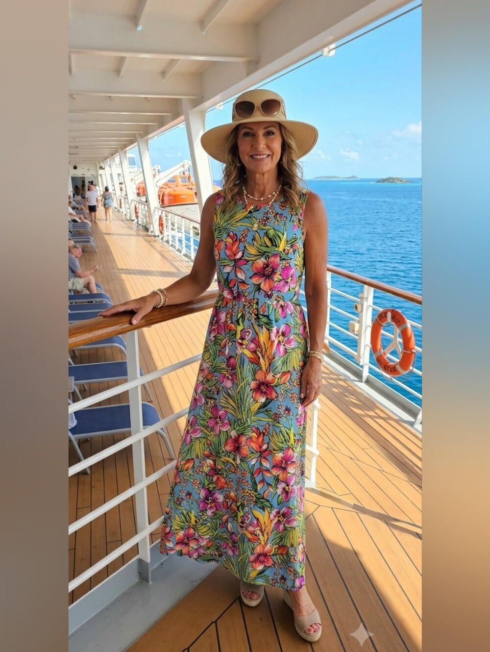 Talbots Size 6- Tropical Floral Maxi Dress - Blue Floral